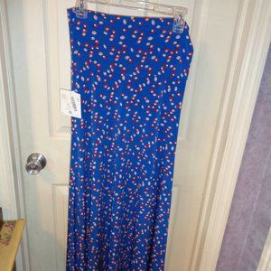 LuLaRoe maxi skirt size xsmall new with tags blue with red and pink very comfort
